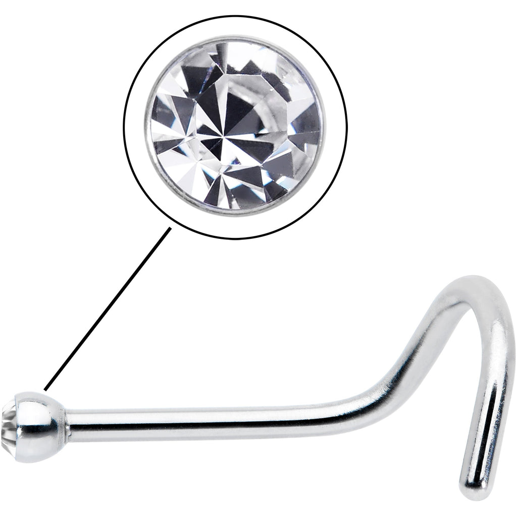 20G Stainless Steel Crystalline Gem Micro Nose Ring Twister