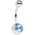 Aquamarine Double Gem Belly Ring Created with Crystals