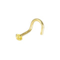 Solid 14k Yellow Gold 2mm Yellow Cubic Zirconia Solitiare Nose Ring