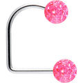 16G Pink Acrylic Glitter Ball Lippy Loop Labret