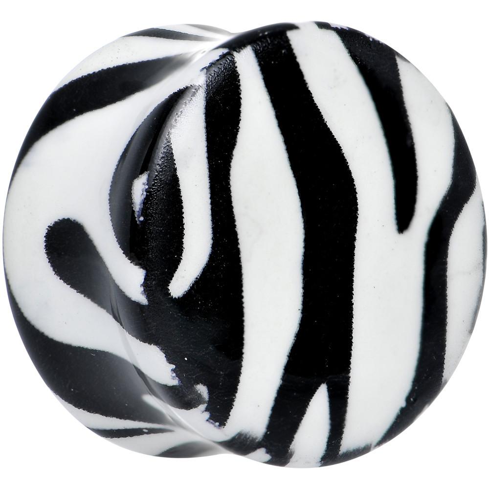 Zebra Print Glow in the Dark Saddle Plug 2G to 1 Inch