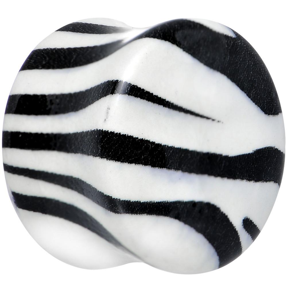 Zebra Print Glow in the Dark Saddle Plug 2G to 1 Inch