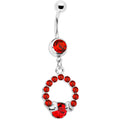 Red Gem Wrap Me in Love Heart Dangle Belly Ring