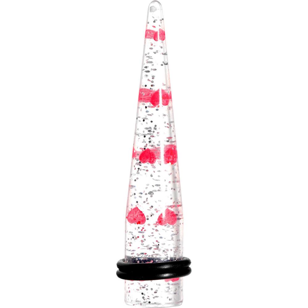 Clear Acrylic Glitter Pink Heart Confetti Taper 8G to 16mm