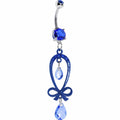 Dazzling Blue Gem Ribbon Dangle Belly Ring