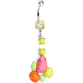 Yellow Gem Neon Jumble Dangle Belly Ring