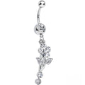 Clear Gem Sparkling Crystalline Daisy Flower Dangle Belly Ring