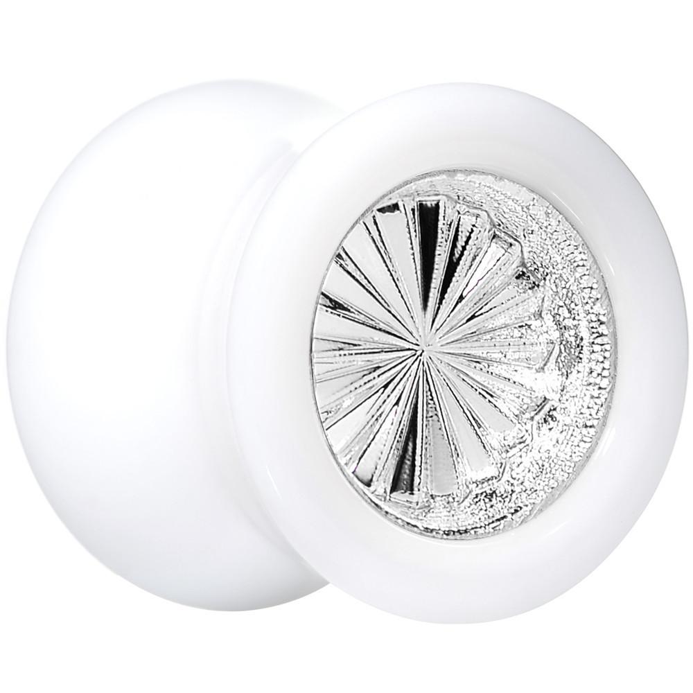 White Acrylic Silver Flashy Tire Rim Saddle Plug 2G to 20mm