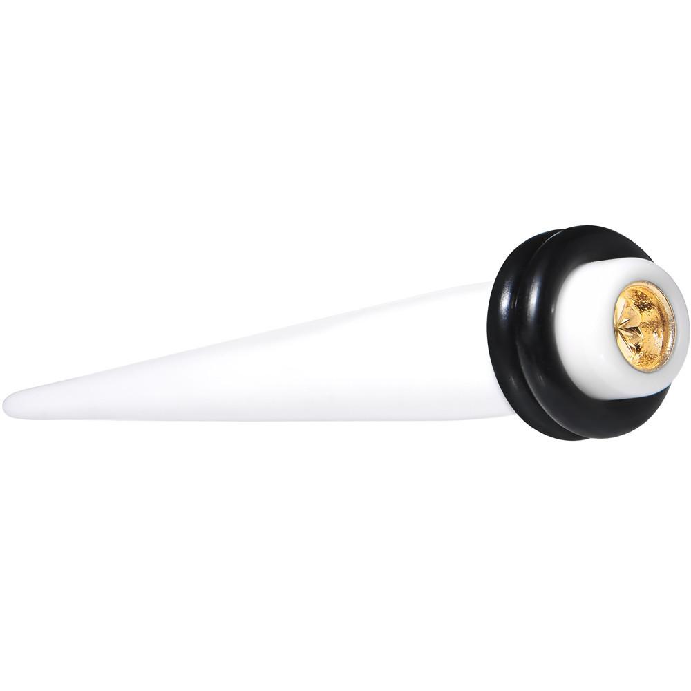 White Acrylic Gold Flashy Tire Rim Taper 2G to 20mm
