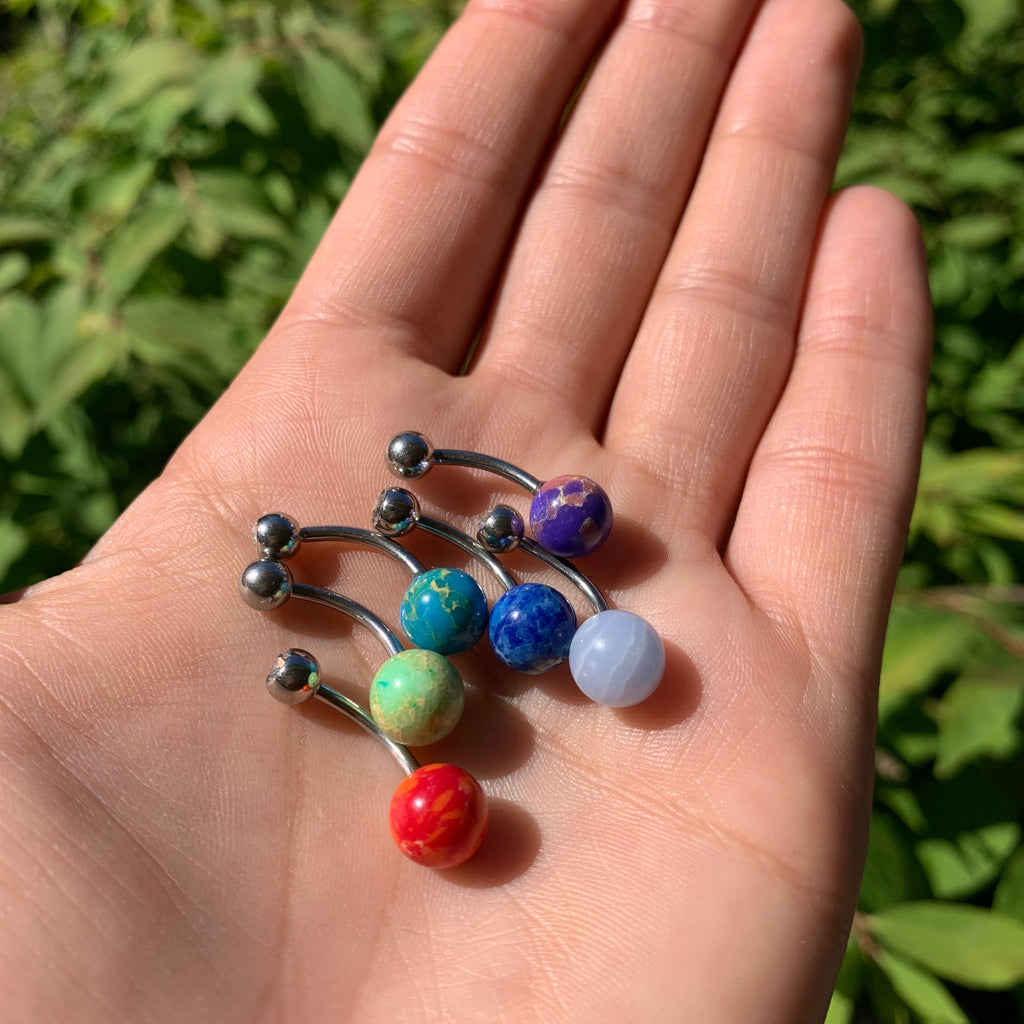 Clear Gem Blue Cerulean Cosmos Belly Ring
