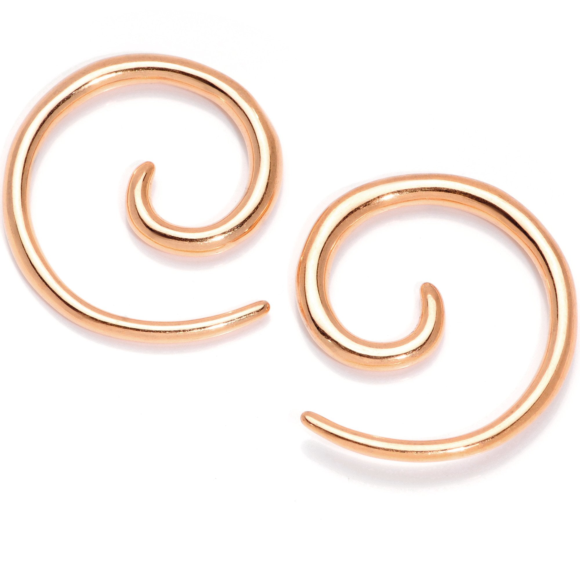 Rose Gold Tone Anodized Titanium Micro Spiral Taper Set 12G to 8G