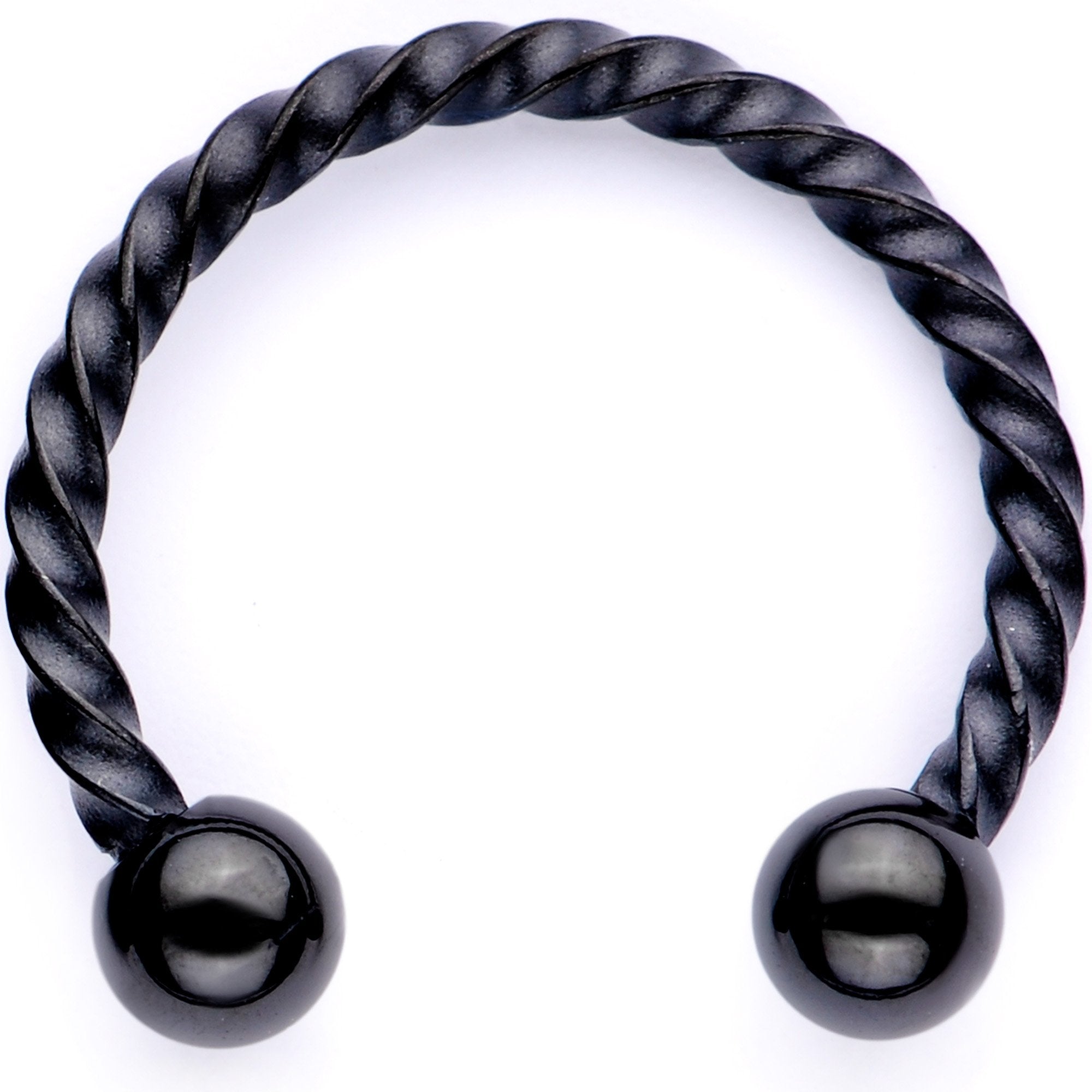 16G 3/8 Teal Faux Opal Black Anodized Horseshoe Closure Ring Set