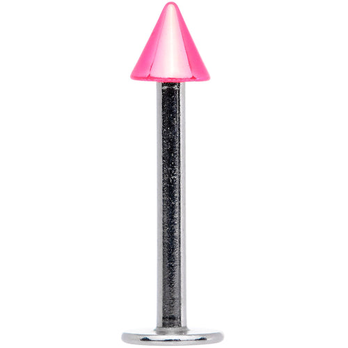 14G 3/8 Pink 3mm Cone Labret Monore
