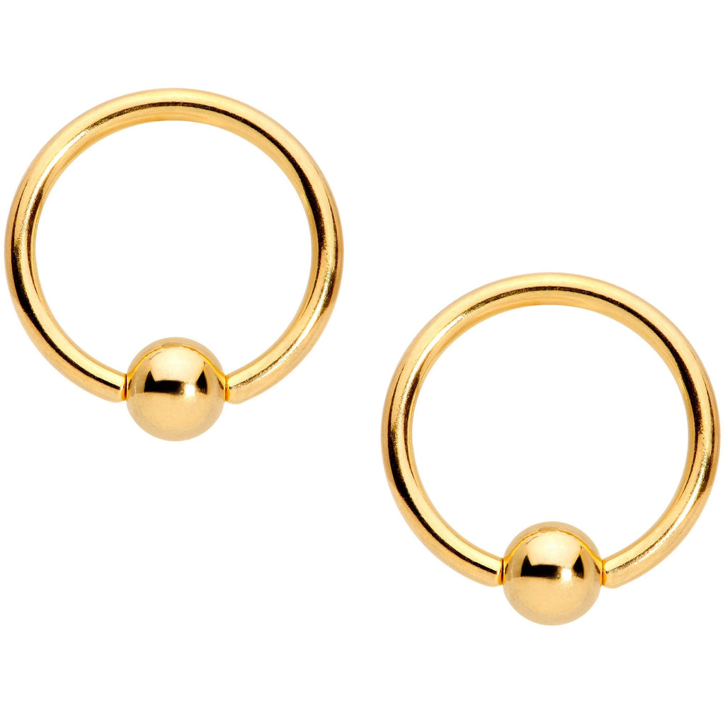 14G Red Gem Gold Tone Holly BCR Barbell Nipple Ring Set of 4