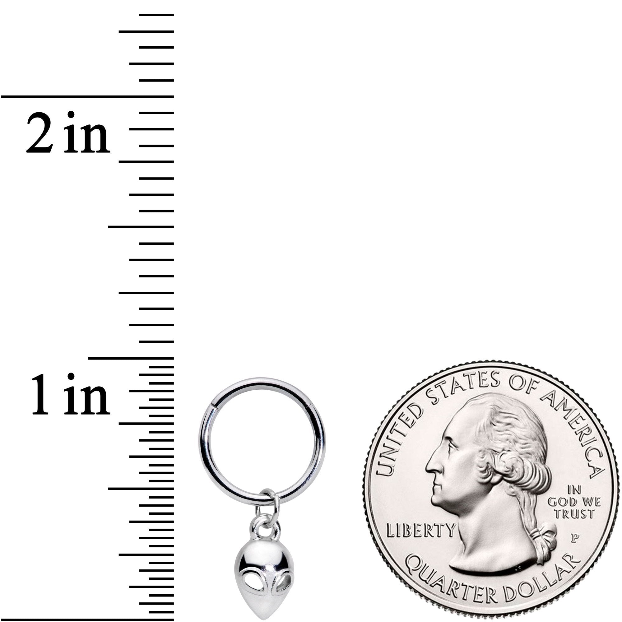 16G 3/8 Open Eyed Alien Invader Dangle Hinged Segment Ring