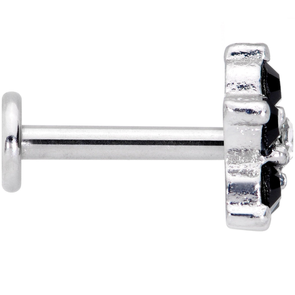 16G 5/16 CZ Gem Black Gem Flower Internally Threaded Labret