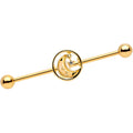 14G Clear Gem Iridescent Crescent Moon Industrial Barbell 38mm