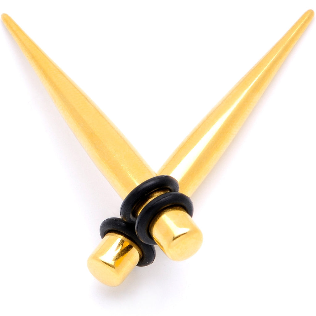 Gold Tone Anodized Straight Taper Set Available in Sizes  12G to 00G