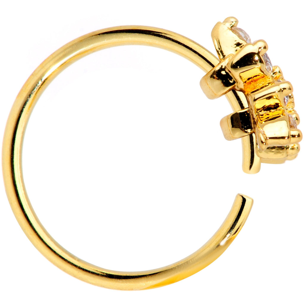 20G 5/16 Clear CZ Gem Gold Plated Tiny Triangle Nose Hoop