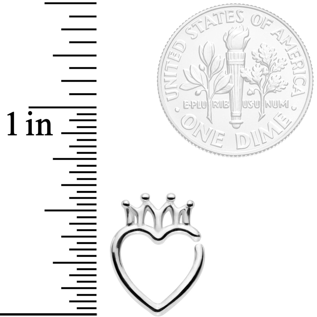 16G 5/16 Royal Crown Heart Right Ear Closure Ring