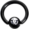 16G 1/4 Clear Gem Black BCR Captive Ring