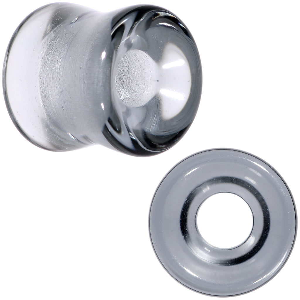 Translucent Black Glass Tunnel Plug Set 2G to 1 Inch