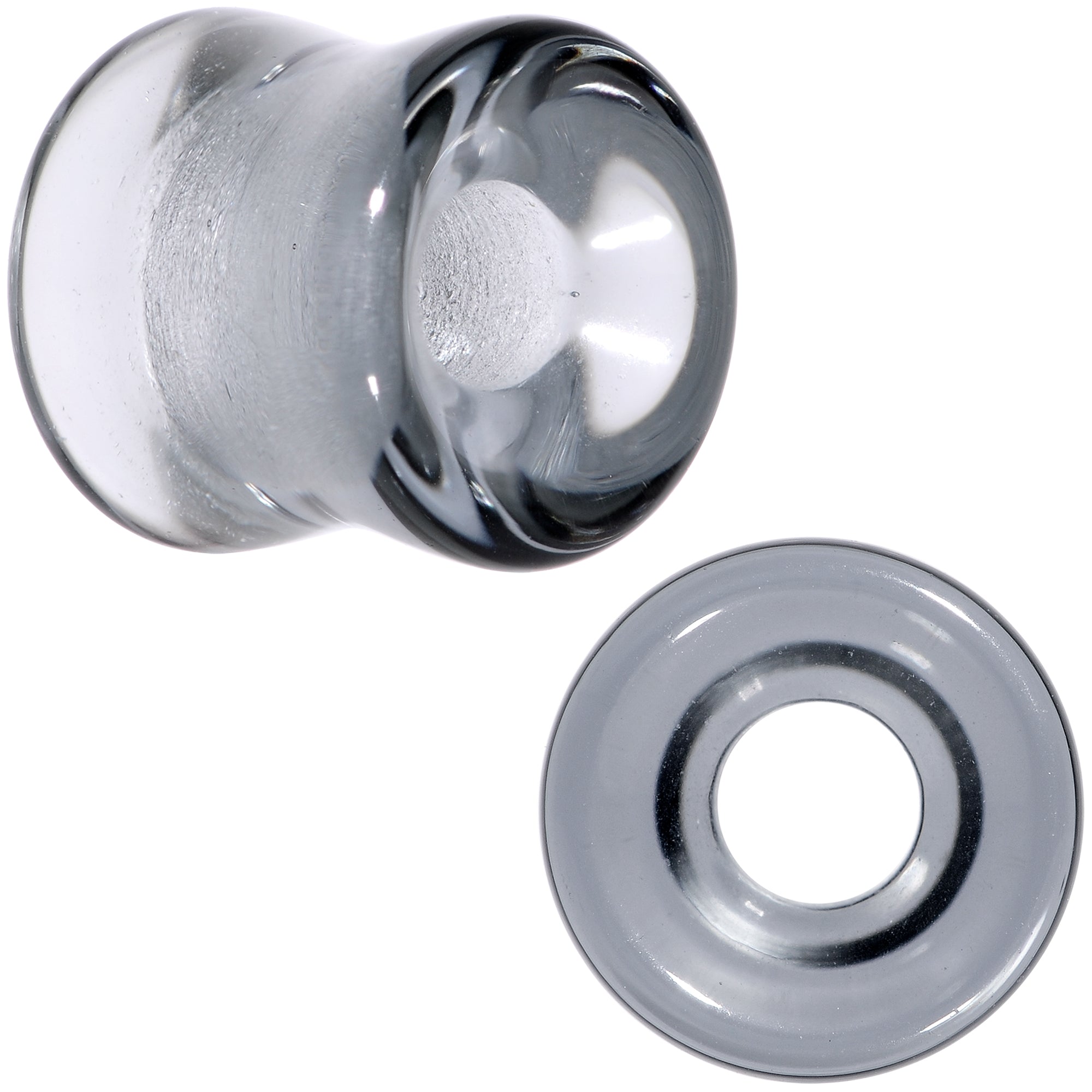 Translucent Black Glass Tunnel Plug Set 2G to 1 Inch