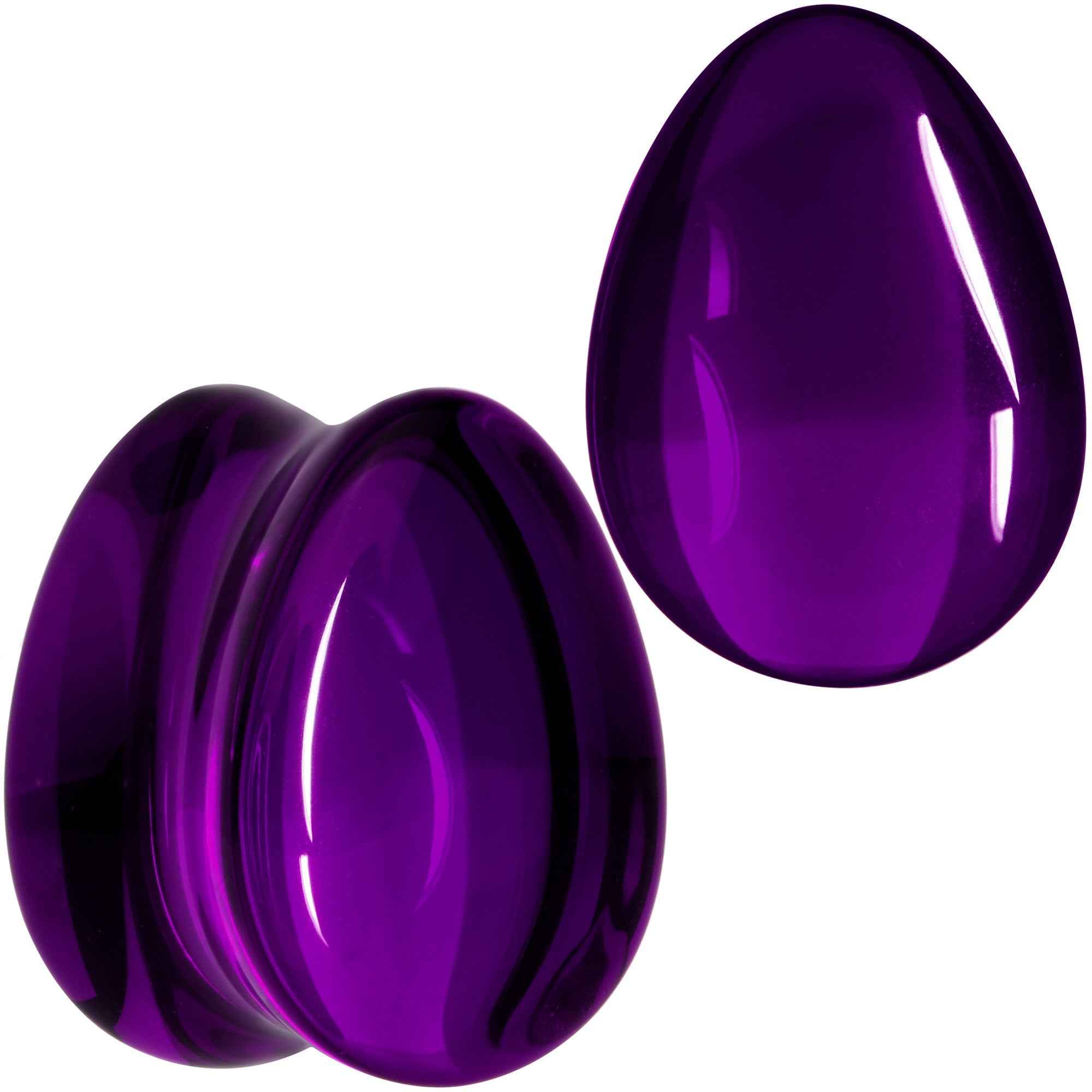 Solid Purple Glass Teardrop Plug Set