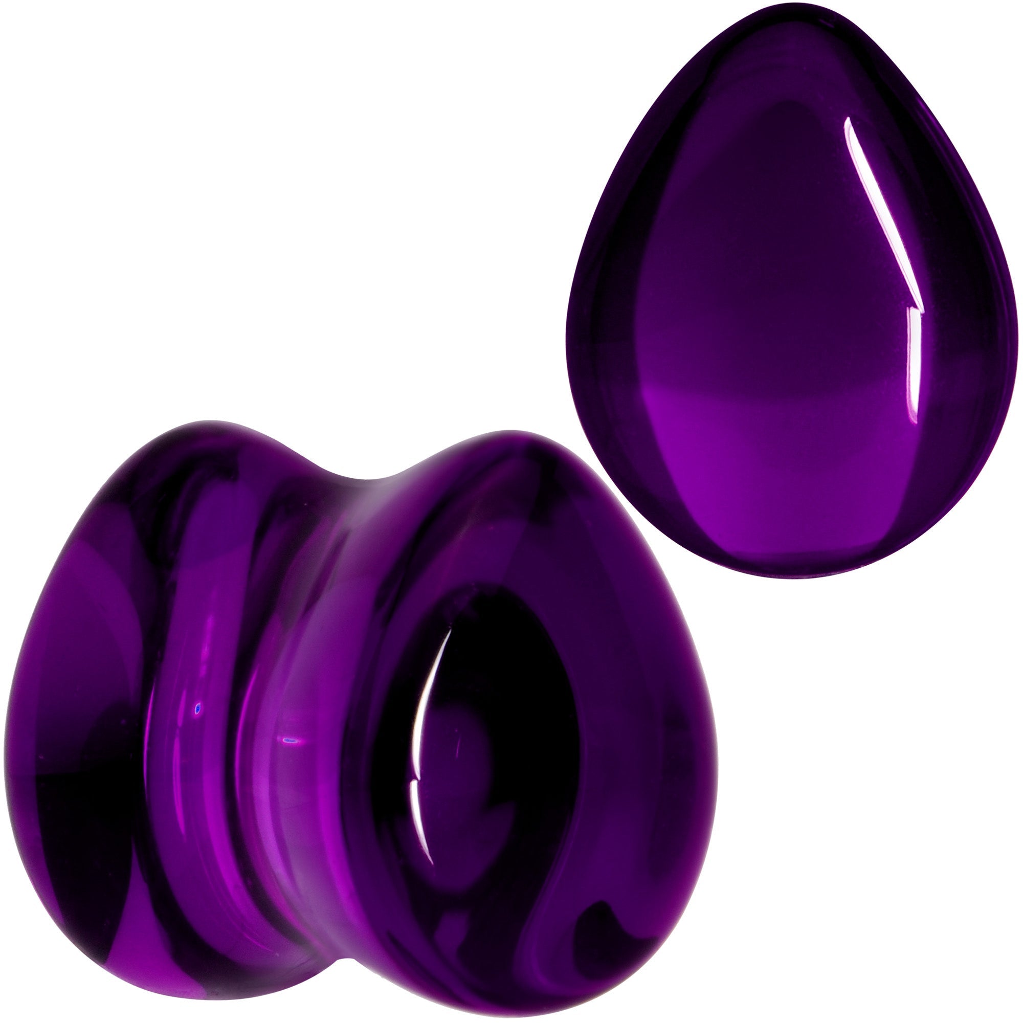 Solid Purple Glass Teardrop Plug Set