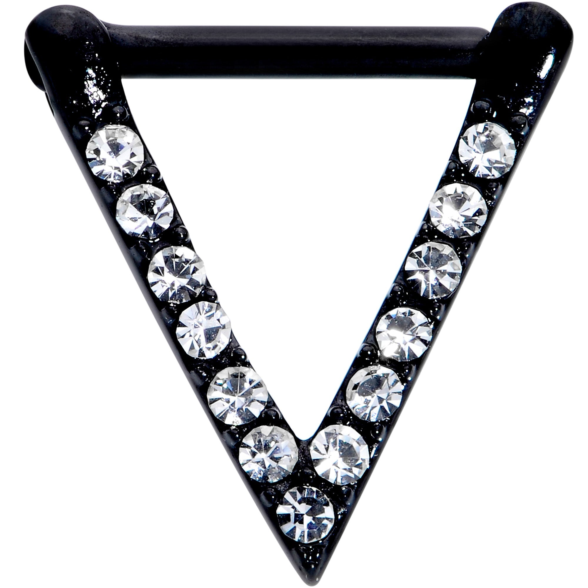 16G 5/16 Clear CZ Gem Black Sleek Triangle Septum Clicker