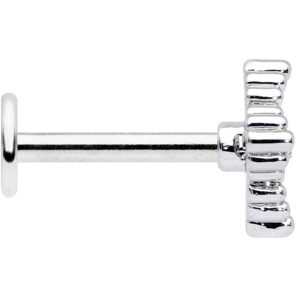 16G 5/16 Clear Gem Textured Cross Labret Monroe Tragus