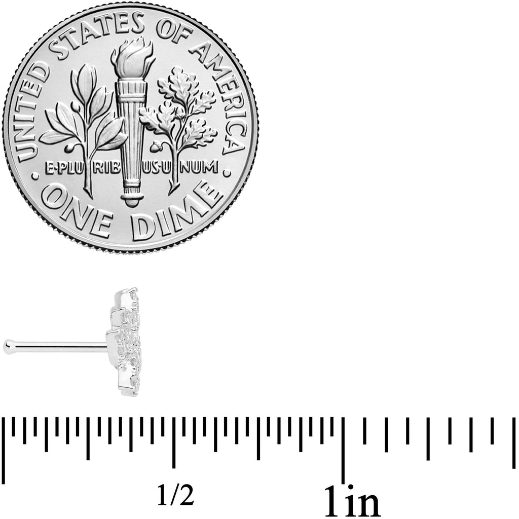 20G 1/4 Clear CZ Gem Lotus Flower Nose Bone