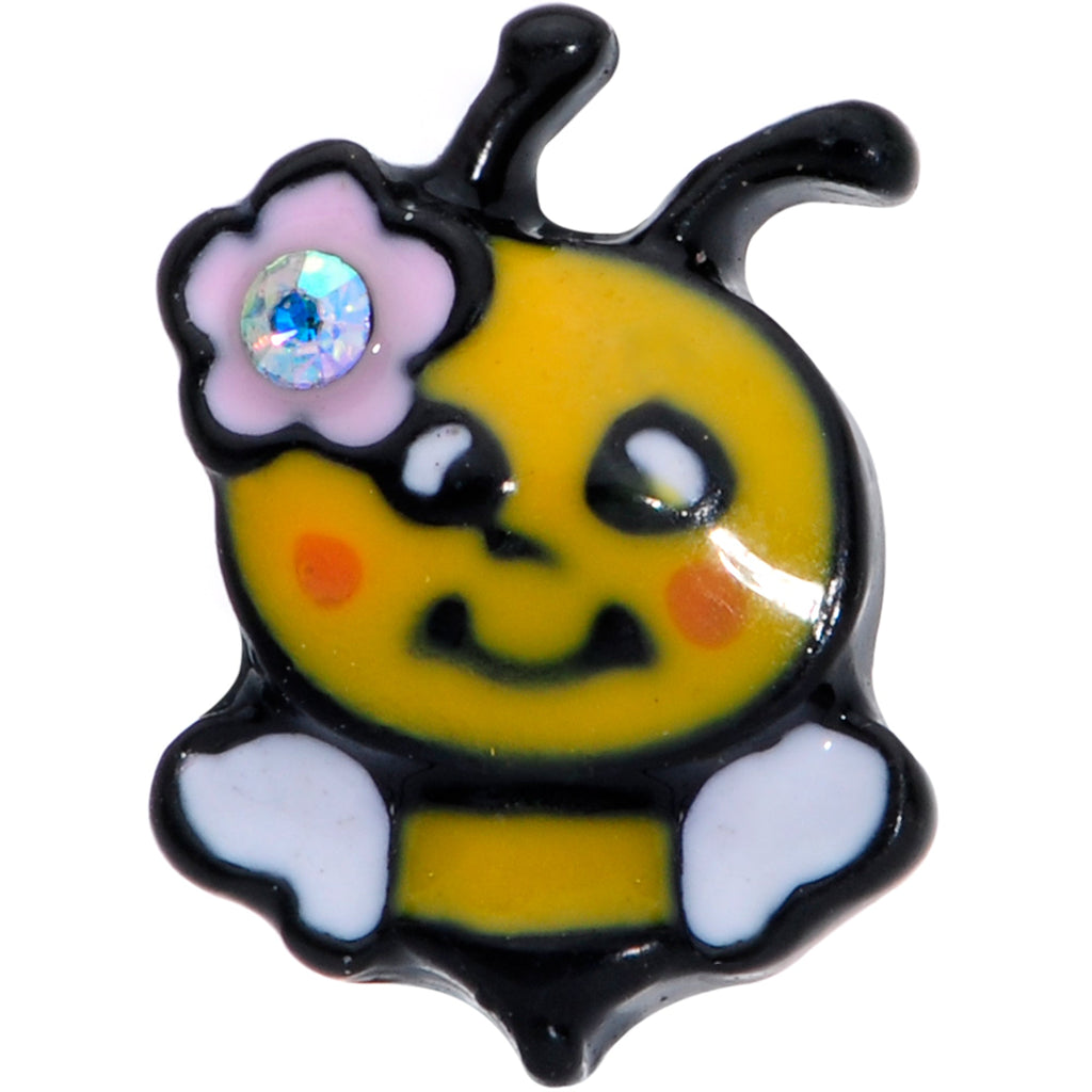 16G 1/4 Aurora Gem Black Yellow Happy Bee Cartilage Tragus