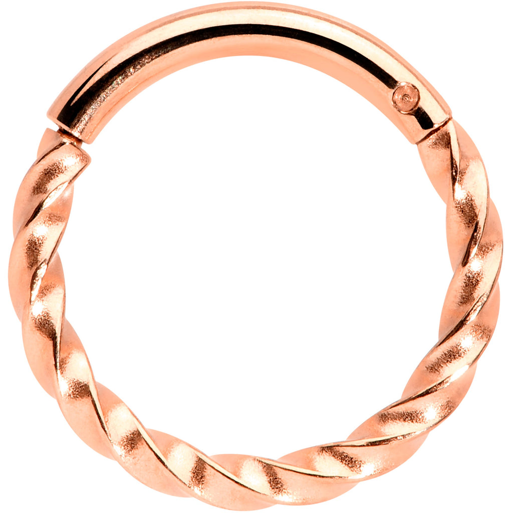 16G 5/16 Rose Gold Tone Twisted Elegance Cartilage Clicker