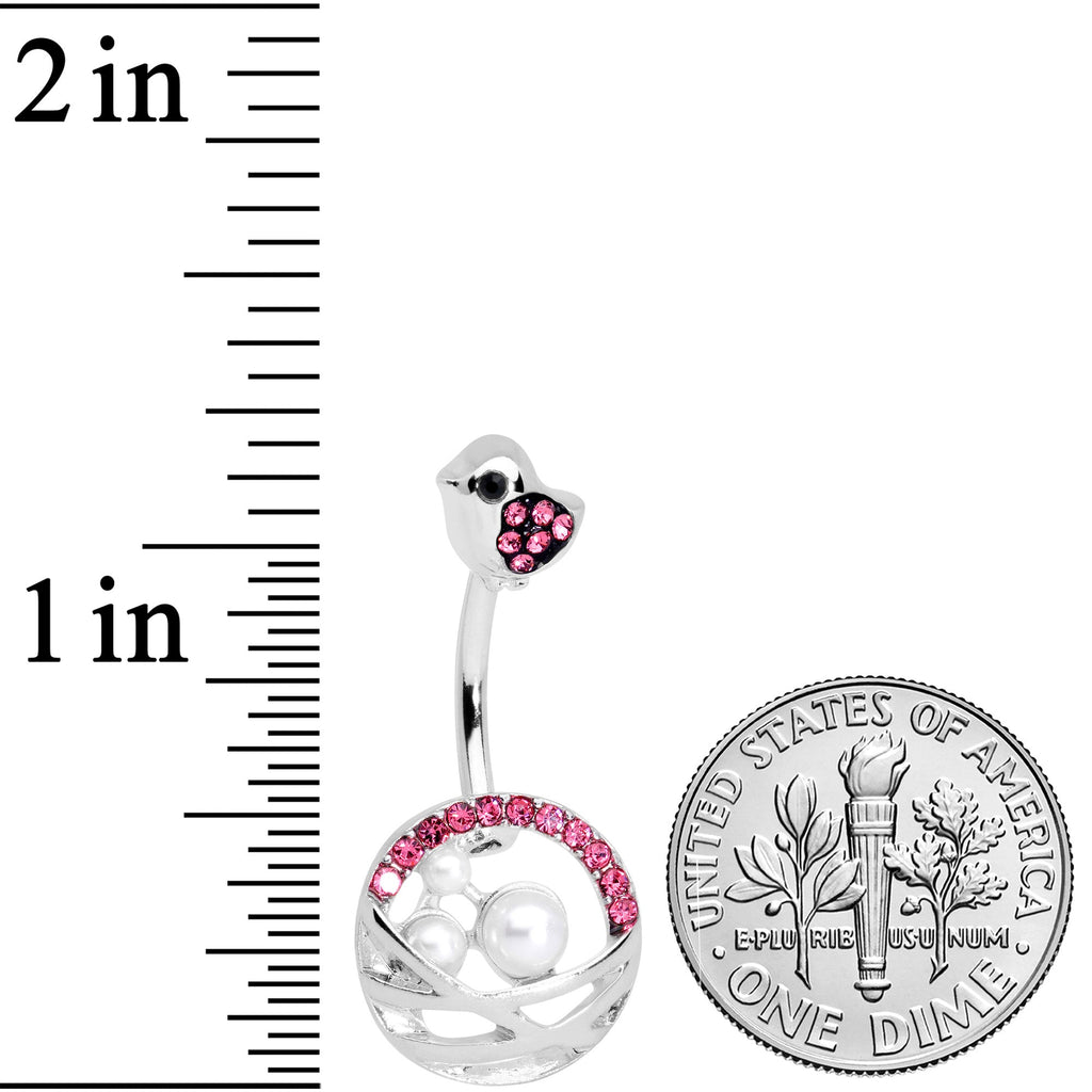 Pink Gem Chick Basket of Eggs Belly Ring