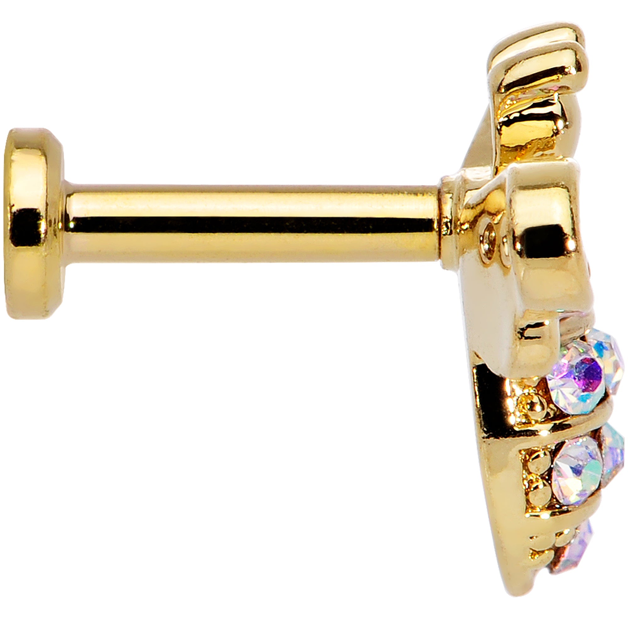 16G 1/4 Aurora CZ Gem Gold Hue Beauty Bee Internal Thread Labret