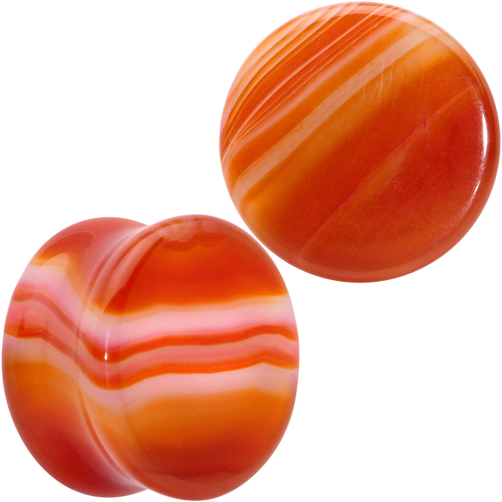 Natural Red Line Agate Stone Saddle Plug Set
