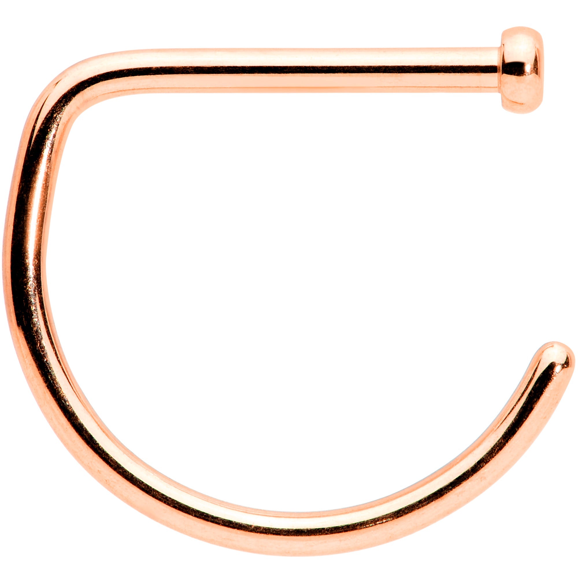 18G 3/8 Rose Gold Tone Implant Grade Titanium D Shape Nose Hoop