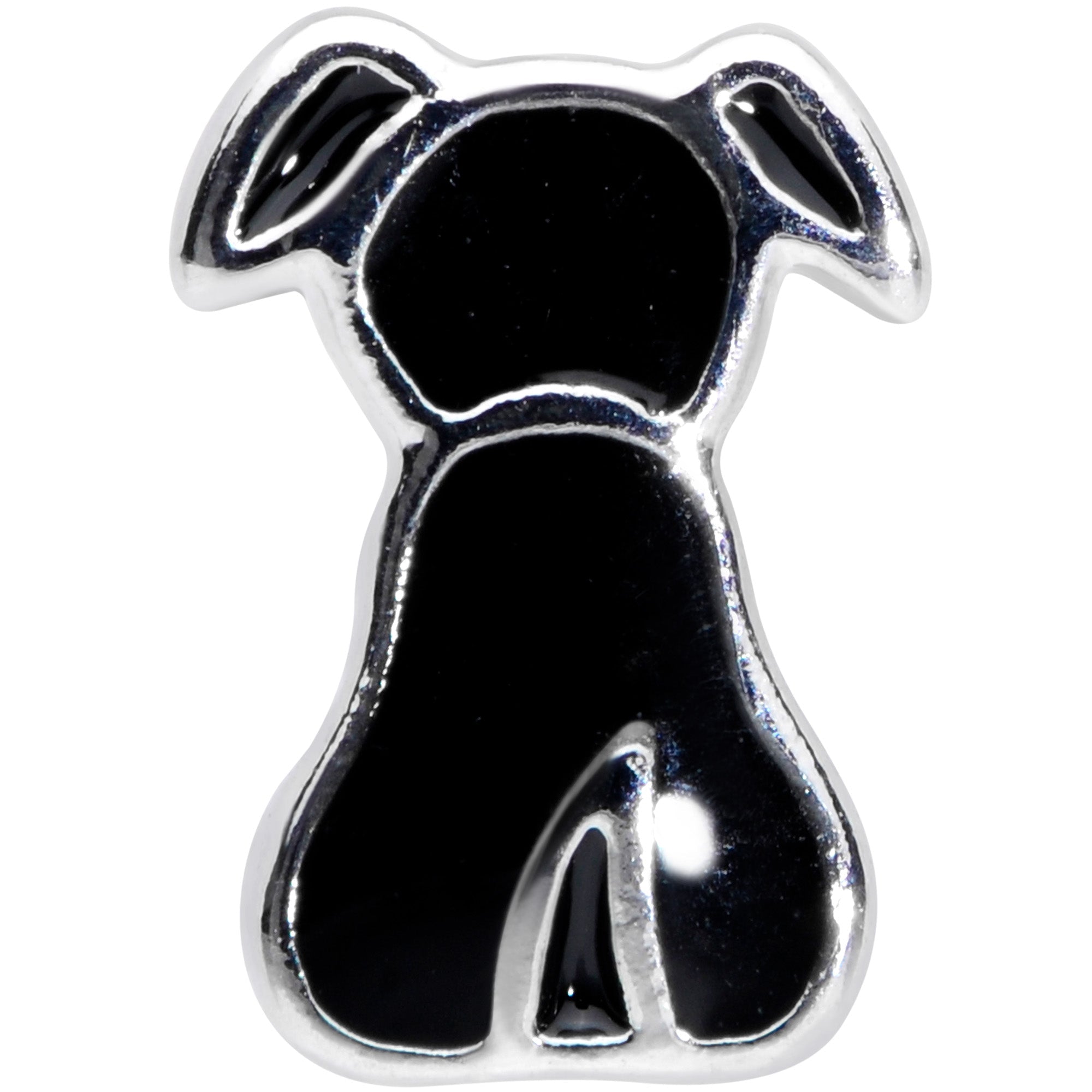 16G 1/4 Black Sitting Dog Cartilage Tragus Earring