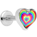 16G 5/16 Rainbow Tie Dye Heart Valentines Day Labret Tragus