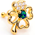 20G 1/4 Green Synthetic Opal Gold Tone Shamrock St Pats Nose Bone