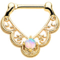 16G 5/16 White Synth Opal Gold Tone Lacy Love Cartilage Clicker