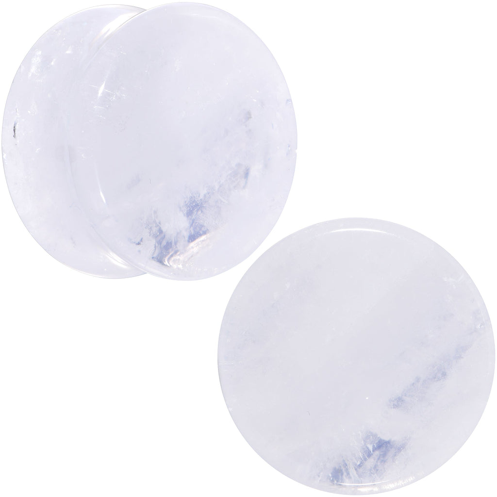 White Cloudy Quartz Double Flare Plug Set