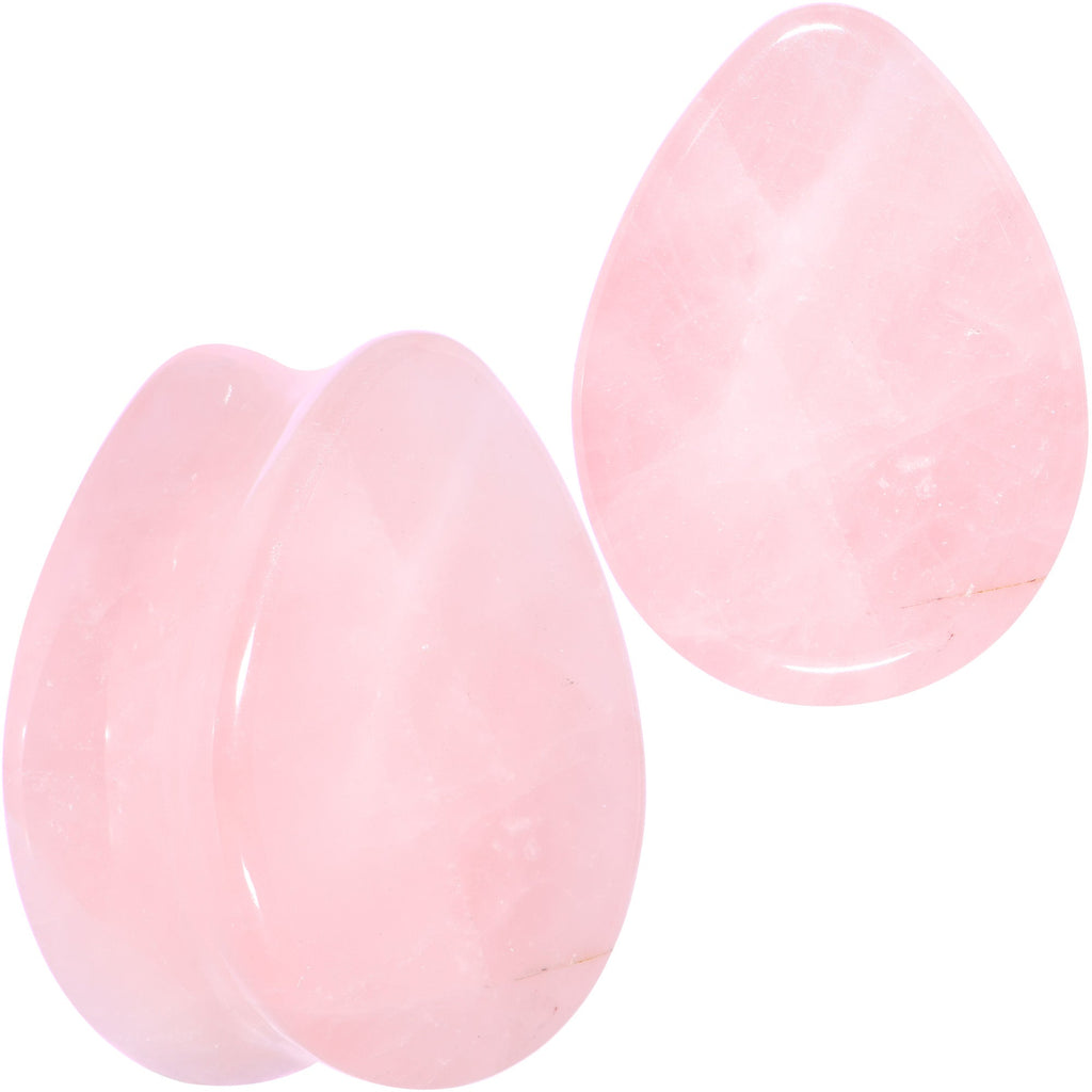 Pink Rose Quartz Drop Saddle Plug Set