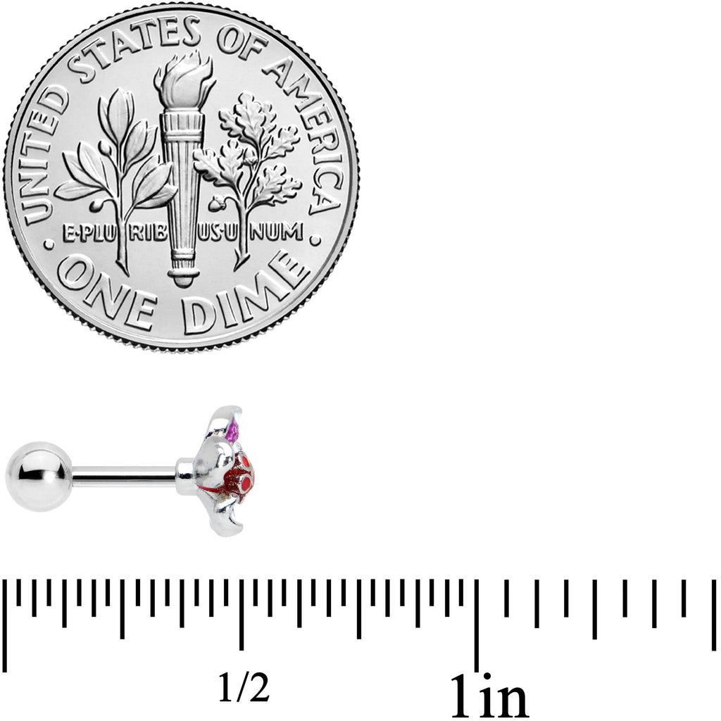 16G 1/4 Purple Red Flower in Flower Cartilage Tragus Earring
