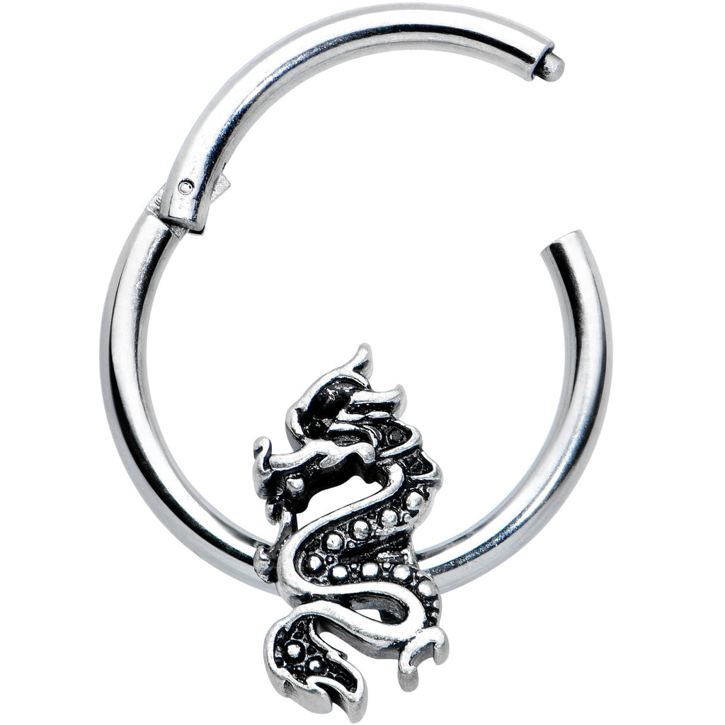 16G 3/8 Regal Medieval Dragon Hinged Segment Ring