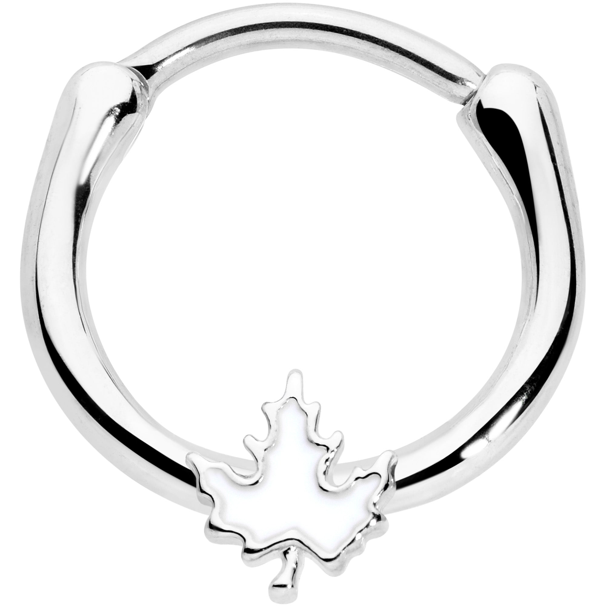 16G 3/8 Autumn White Maple Leaf Cartilage Clicker Ring