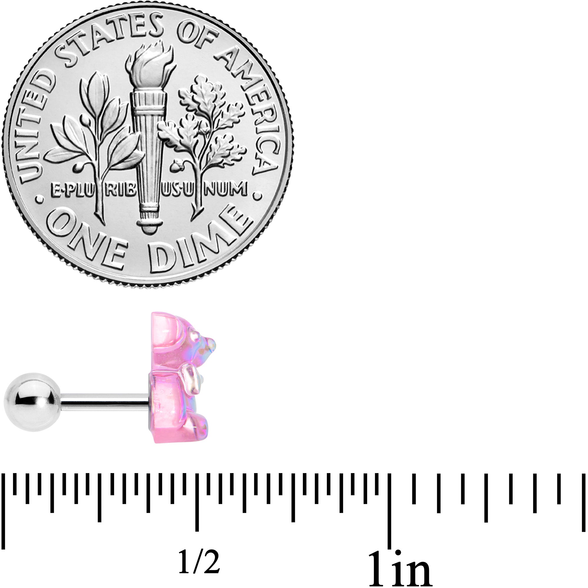 16G 1/4 Bear Pearlescent Pink Paw Cartilage Earring Curation Set of 3