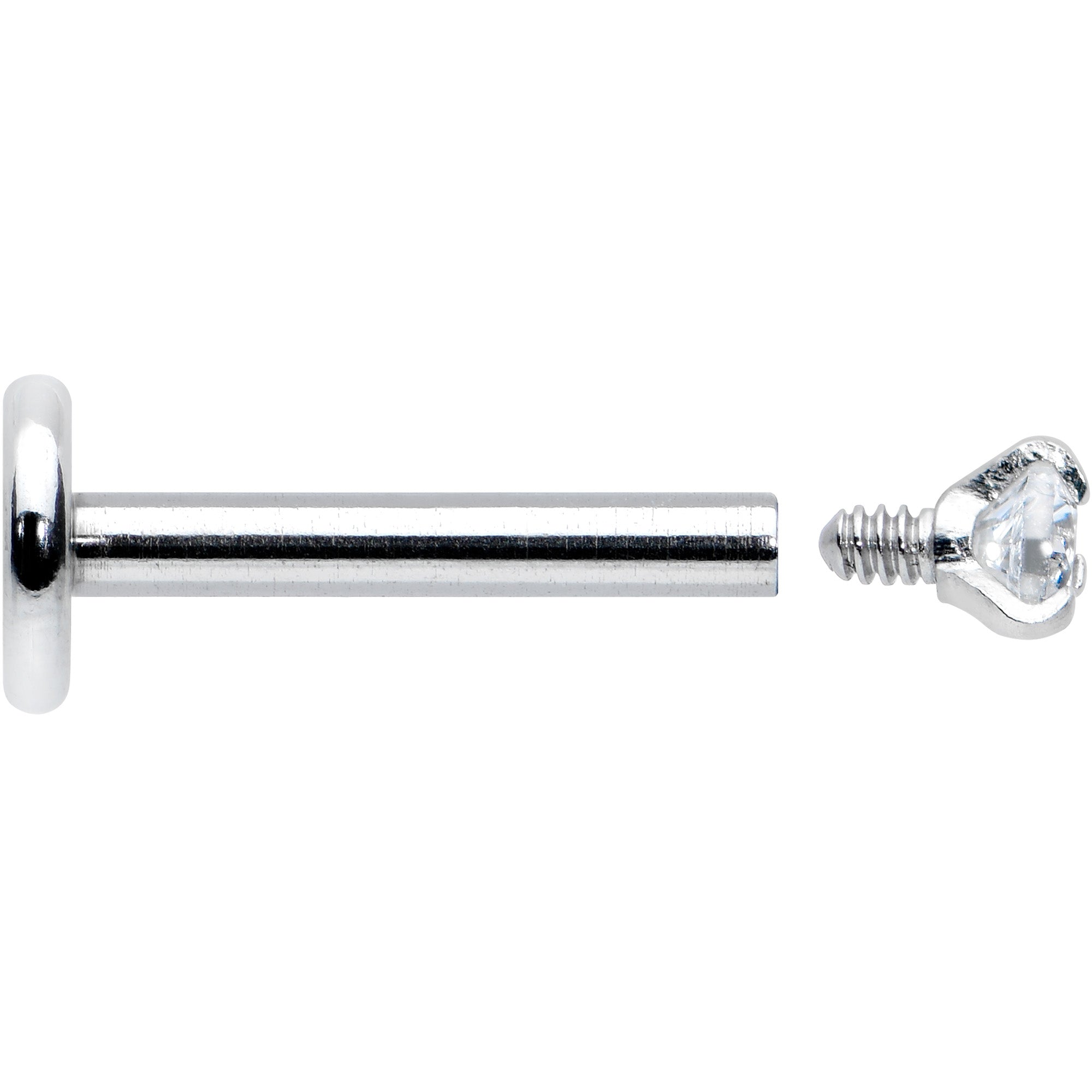 16G 5/16 Clear Gem 2mm Internally Threaded Labret Monroe Tragus