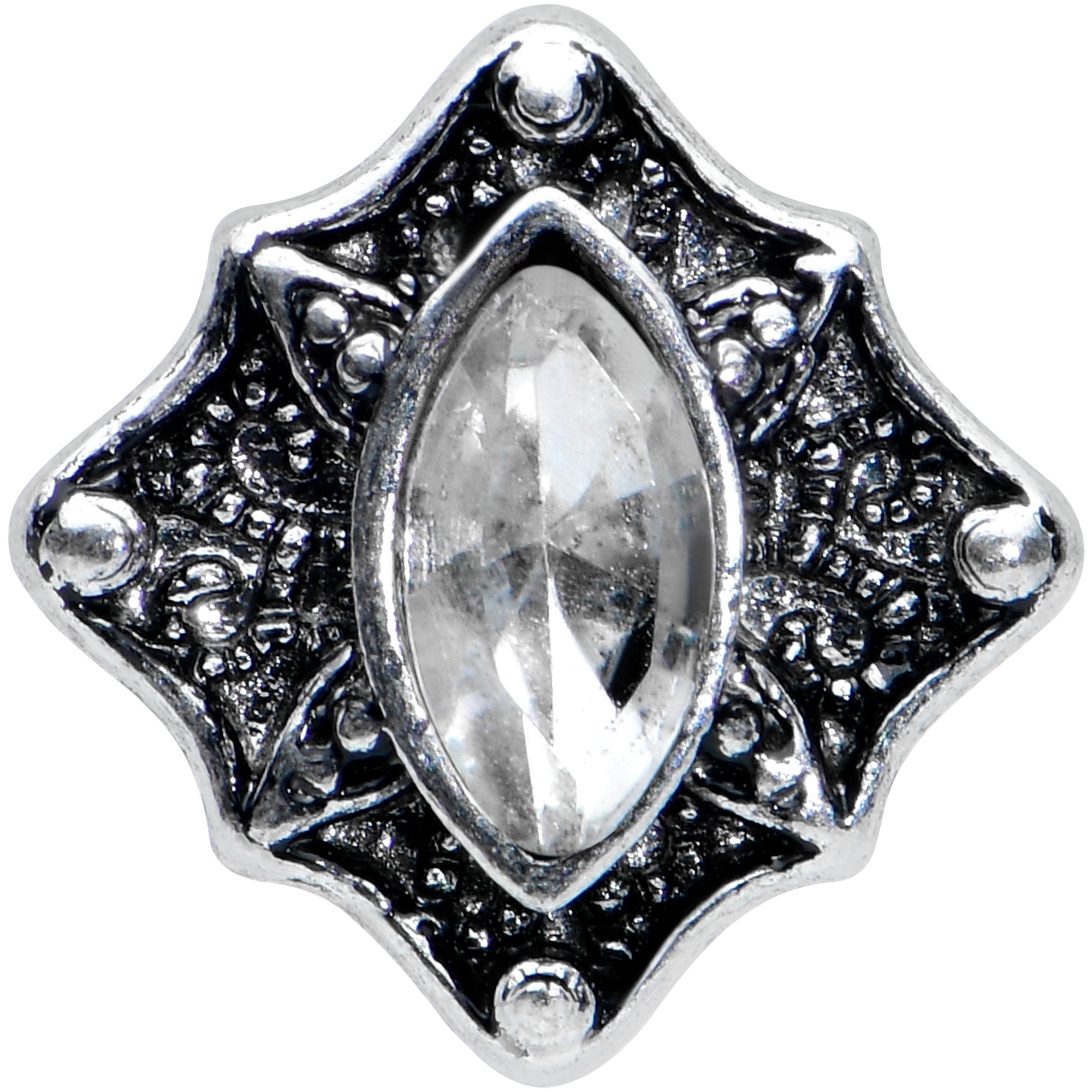 16G 5/16 Clear Gem Retro Rhombus Labret Monroe Tragus